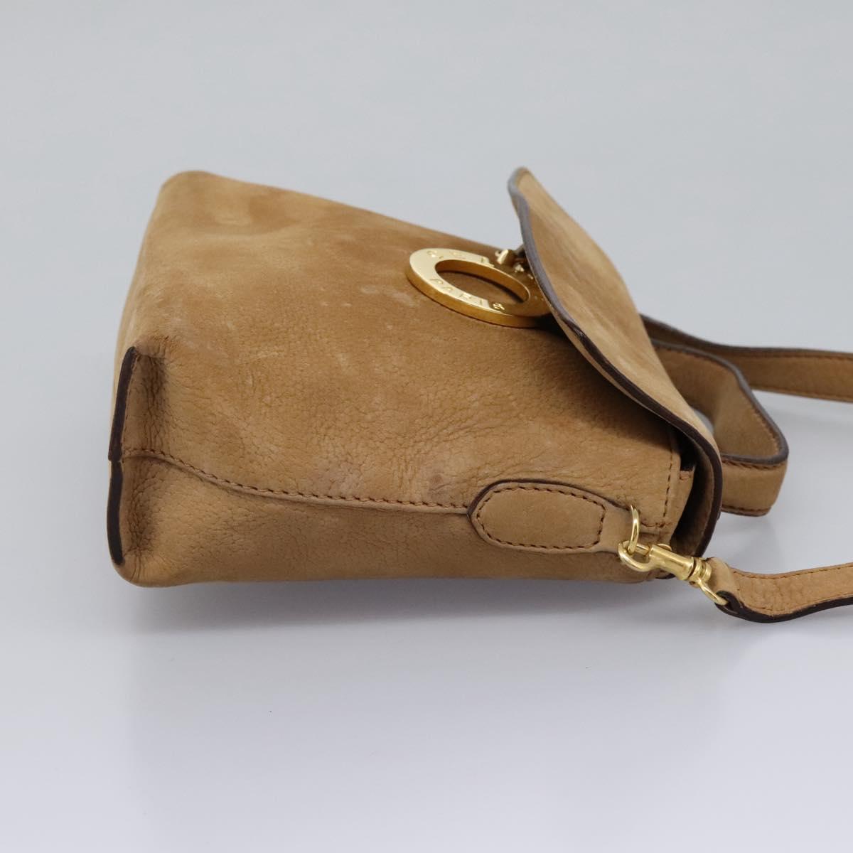 CELINE Shoulder Bag Suede Brown Gold Auth 120125