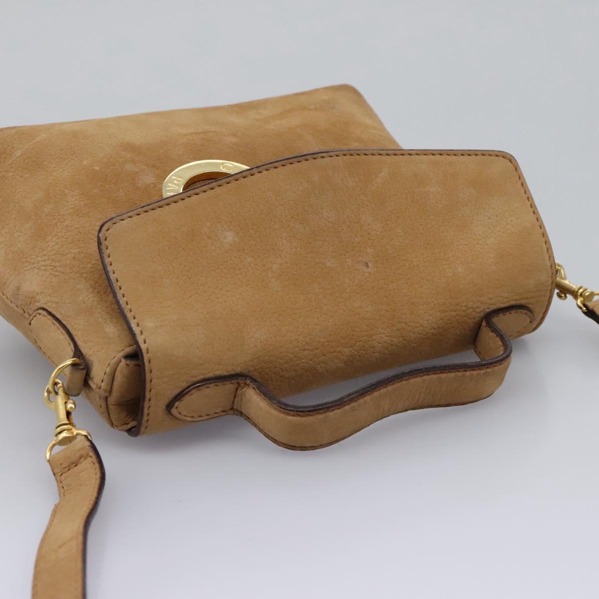 CELINE Shoulder Bag Suede Brown Gold Auth 120125
