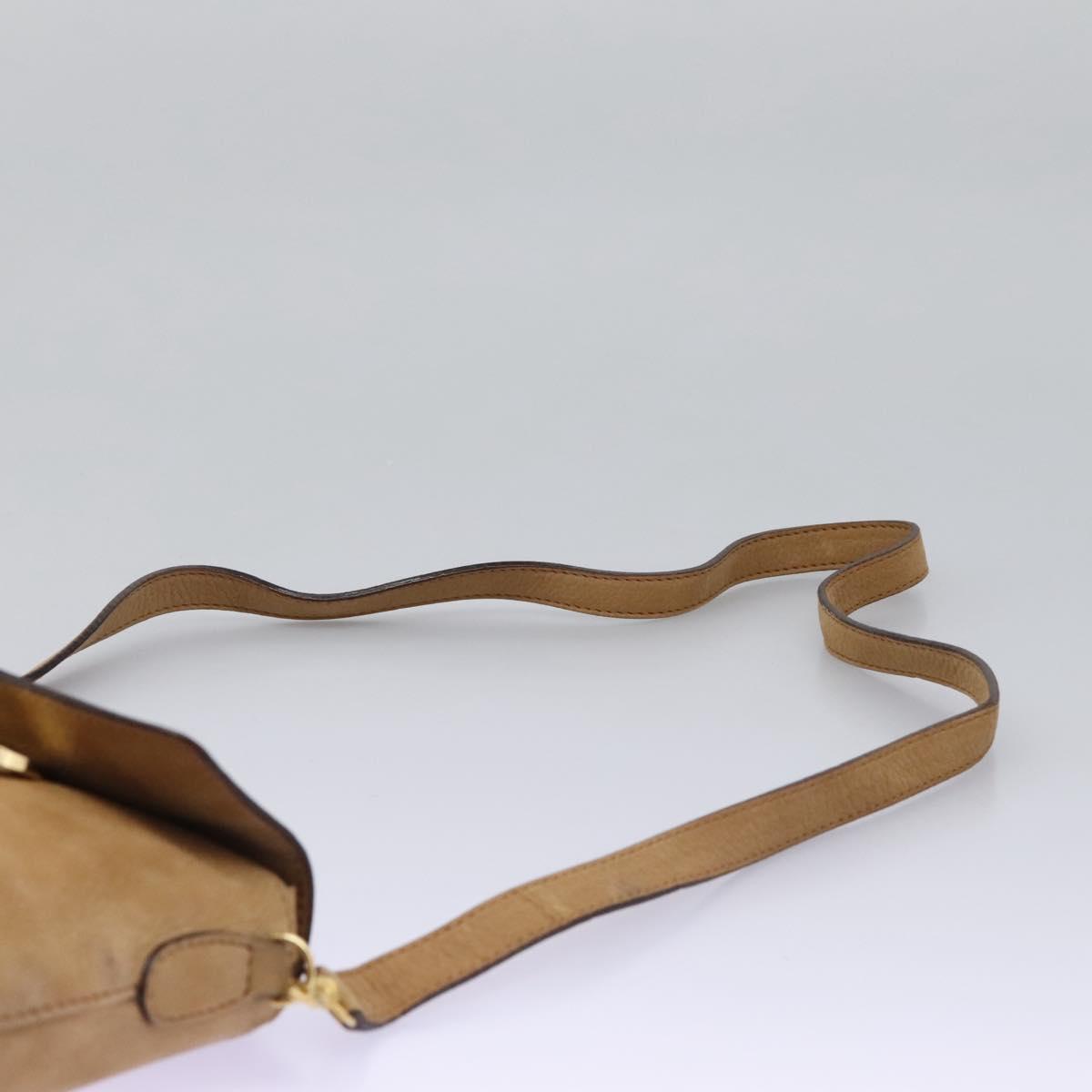 CELINE Shoulder Bag Suede Brown Gold Auth 120125