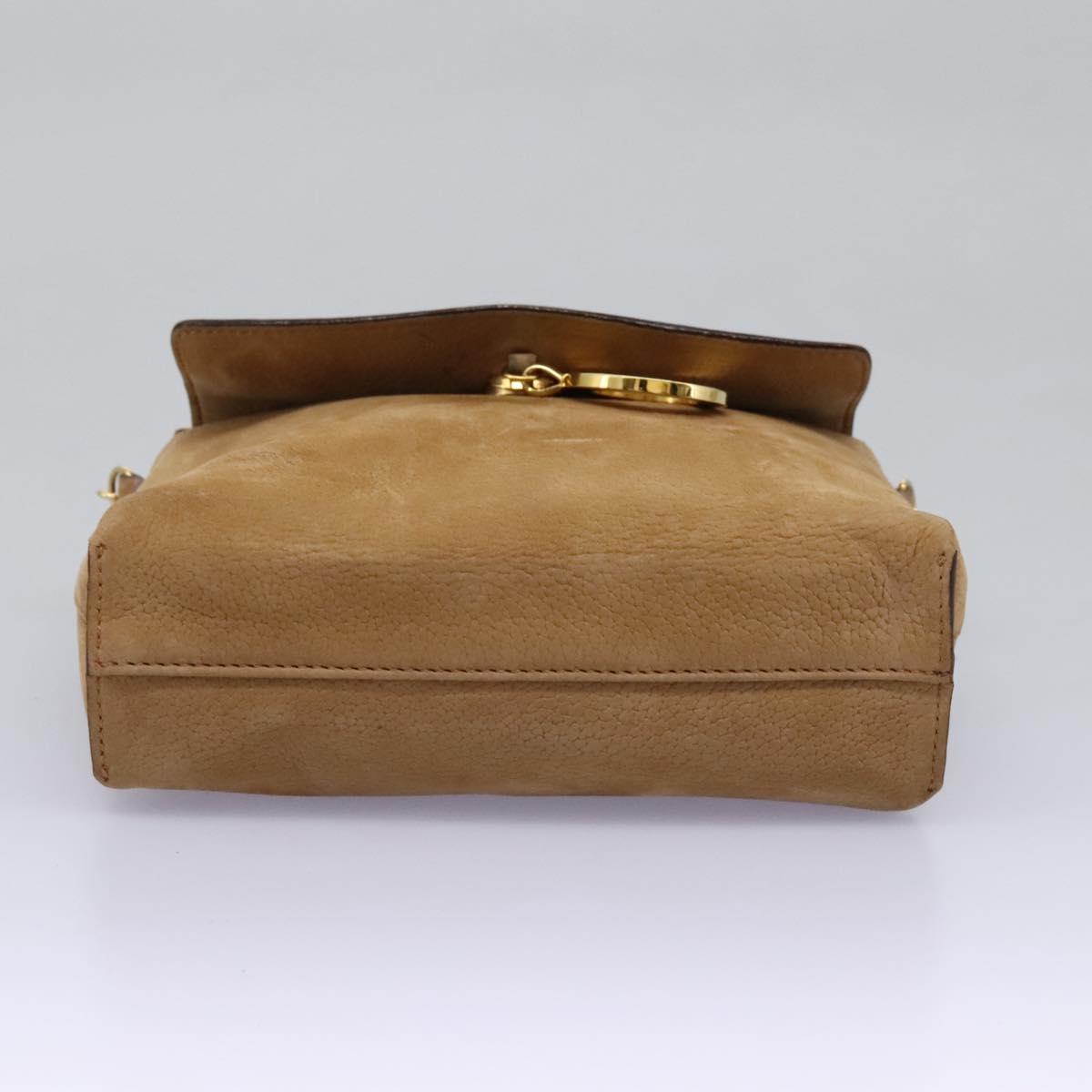 CELINE Shoulder Bag Suede Brown Gold Auth 120125