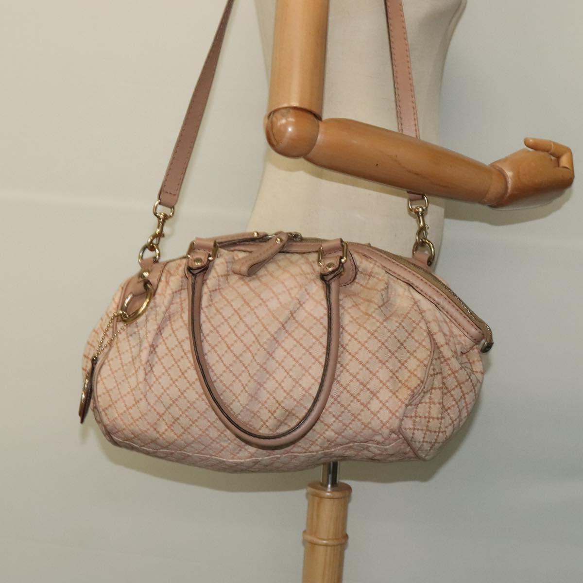 GUCCI Diamante Hand Bag Canvas 2way Beige Gold 223974 Auth 120126
