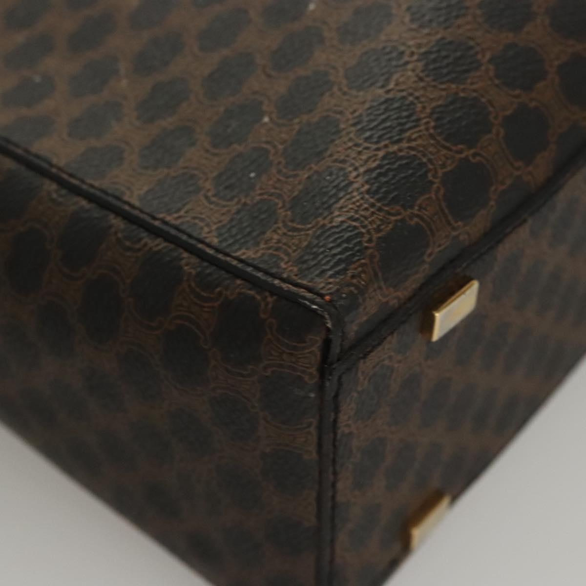 CELINE Macadam Canvas Hand Bag PVC Leather 2way Black Gold Auth 120130