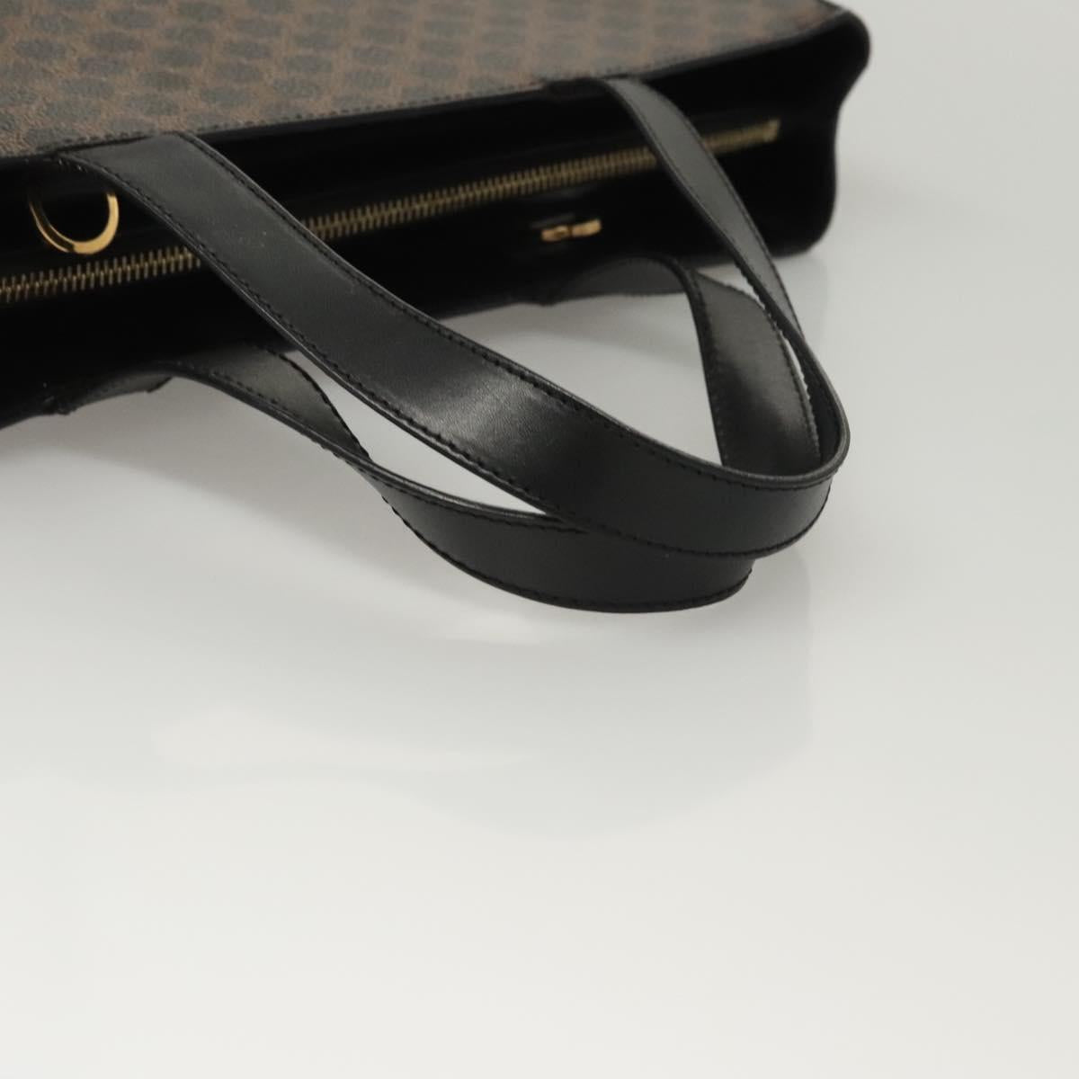 CELINE Macadam Canvas Hand Bag PVC Leather 2way Black Gold Auth 120130