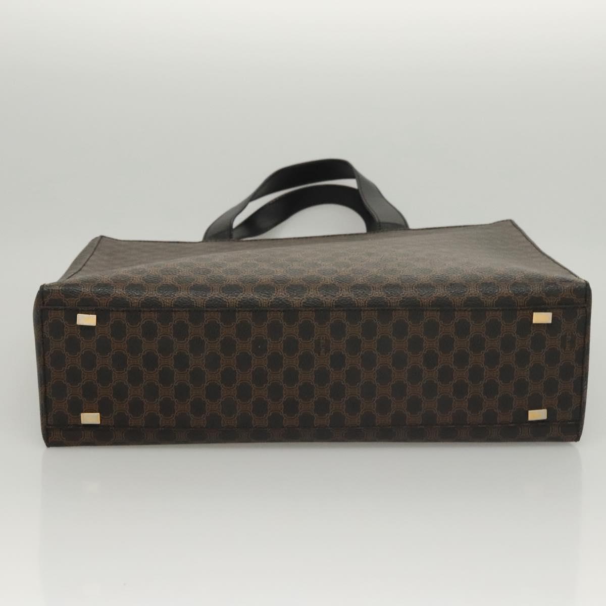 CELINE Macadam Canvas Hand Bag PVC Leather 2way Black Gold Auth 120130