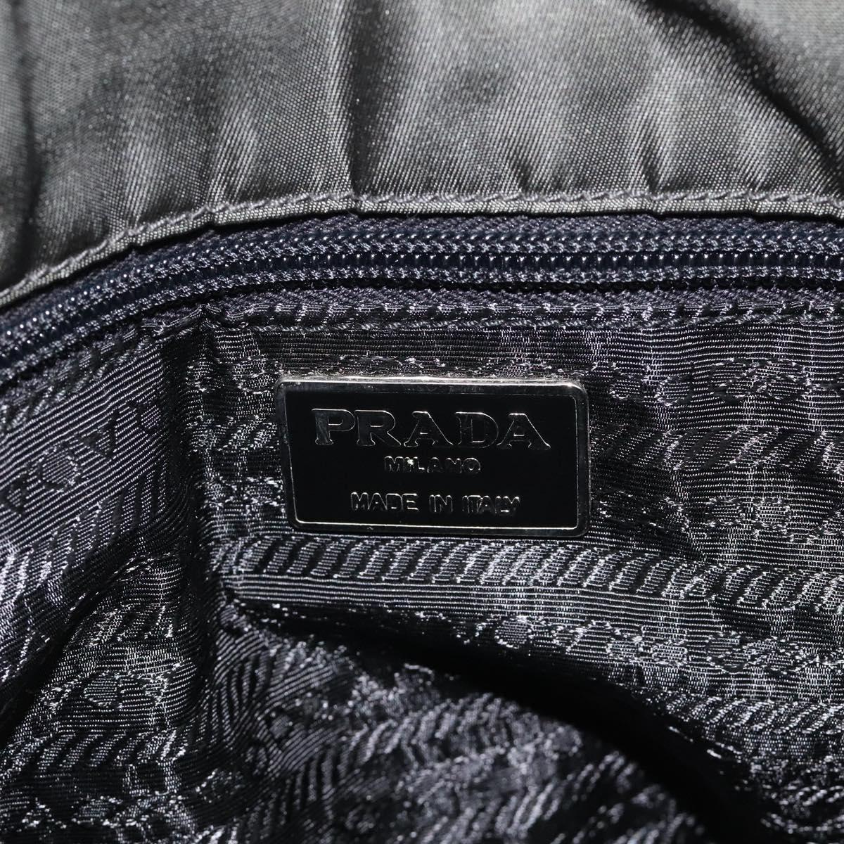 PRADA Chain Shoulder Bag Nylon Khaki Silver Auth 120140