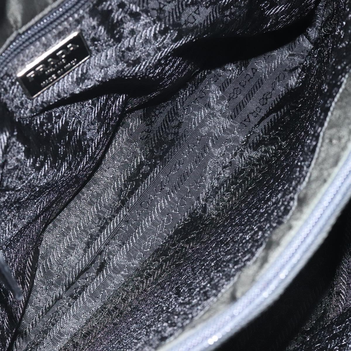 PRADA Chain Shoulder Bag Nylon Khaki Silver Auth 120140