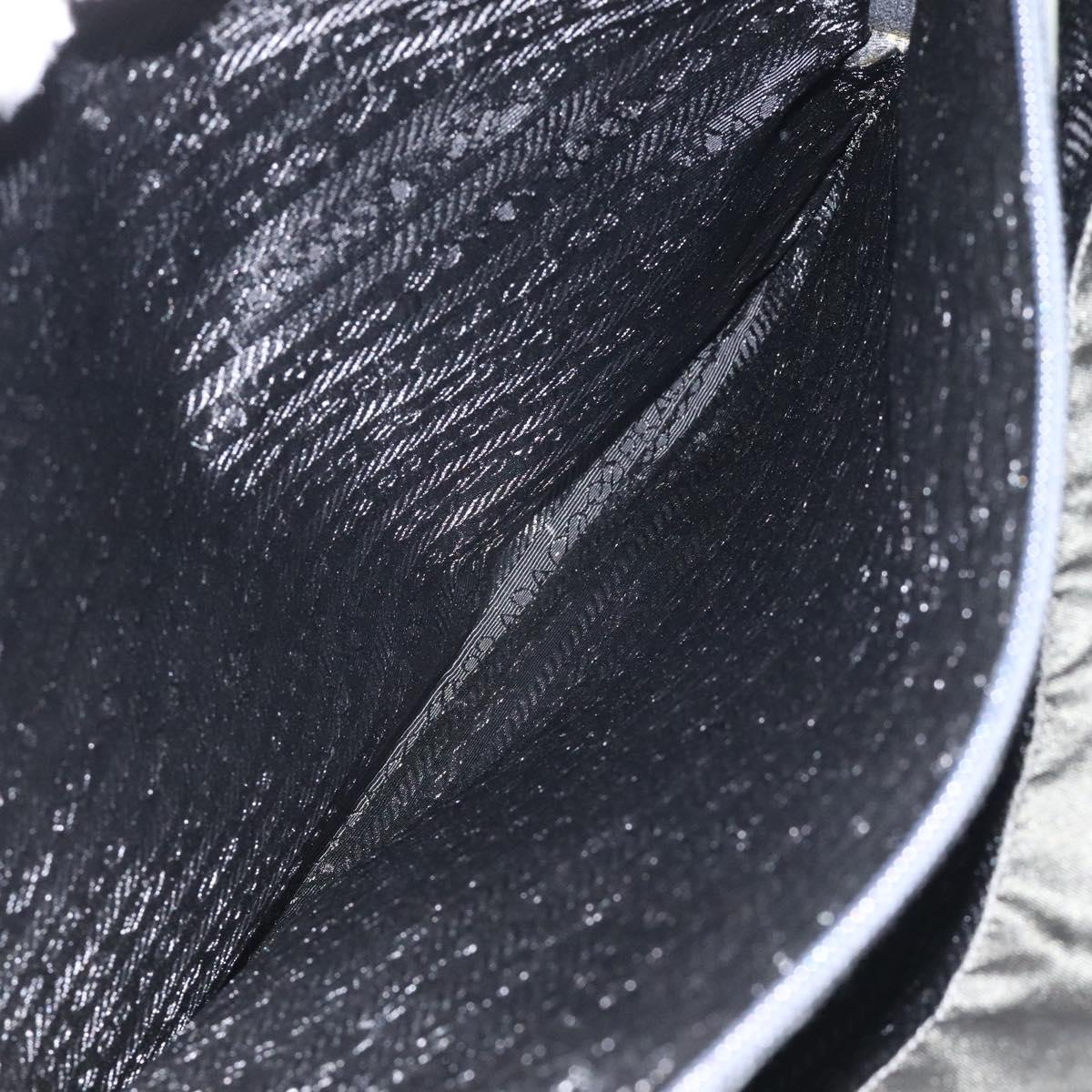 PRADA Chain Shoulder Bag Nylon Khaki Silver Auth 120140