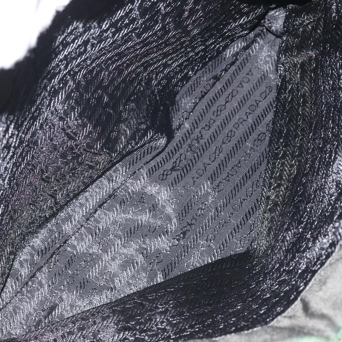 PRADA Chain Shoulder Bag Nylon Khaki Silver Auth 120140