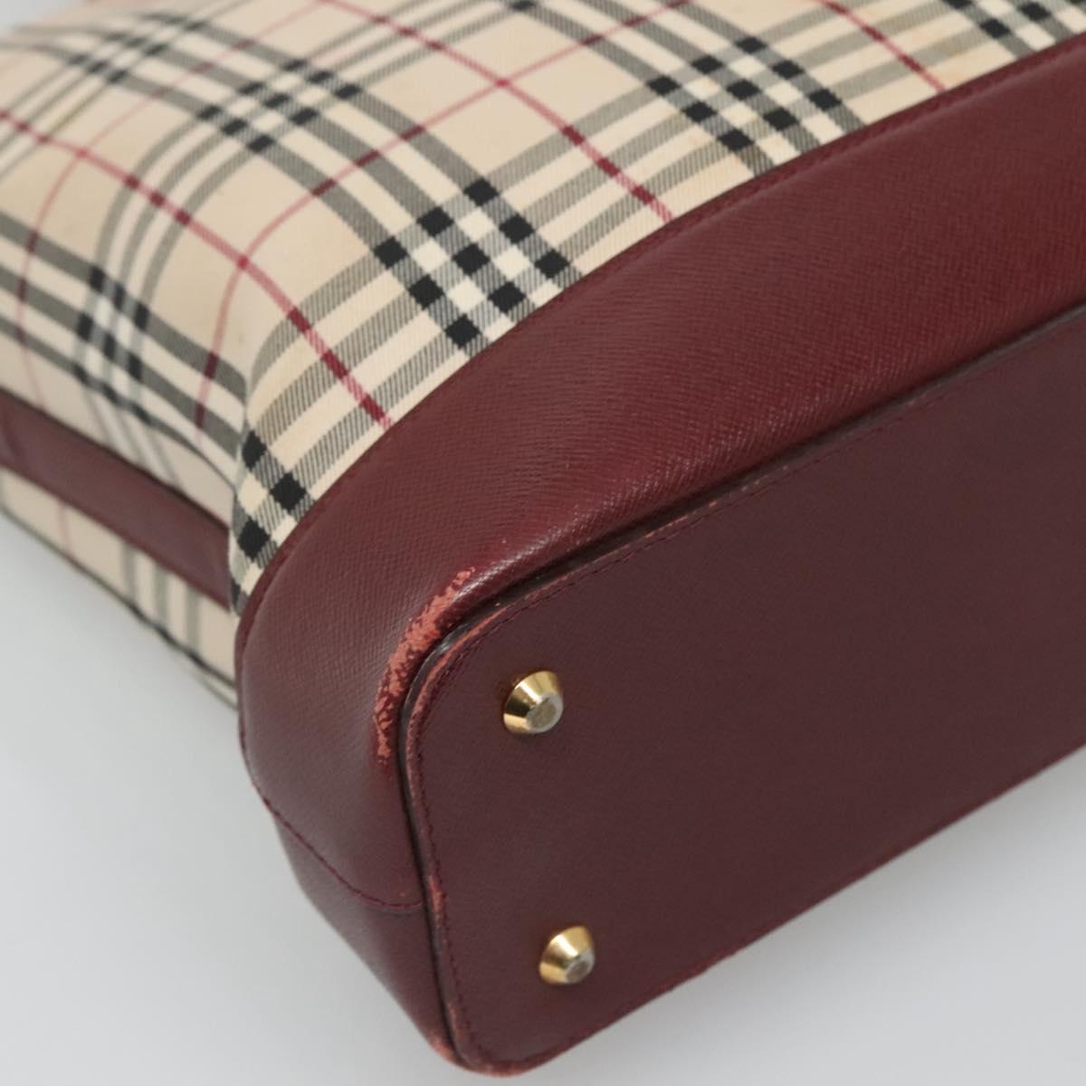 BURBERRY Nova Check Tote Bag Canvas Beige Gold Auth 120144