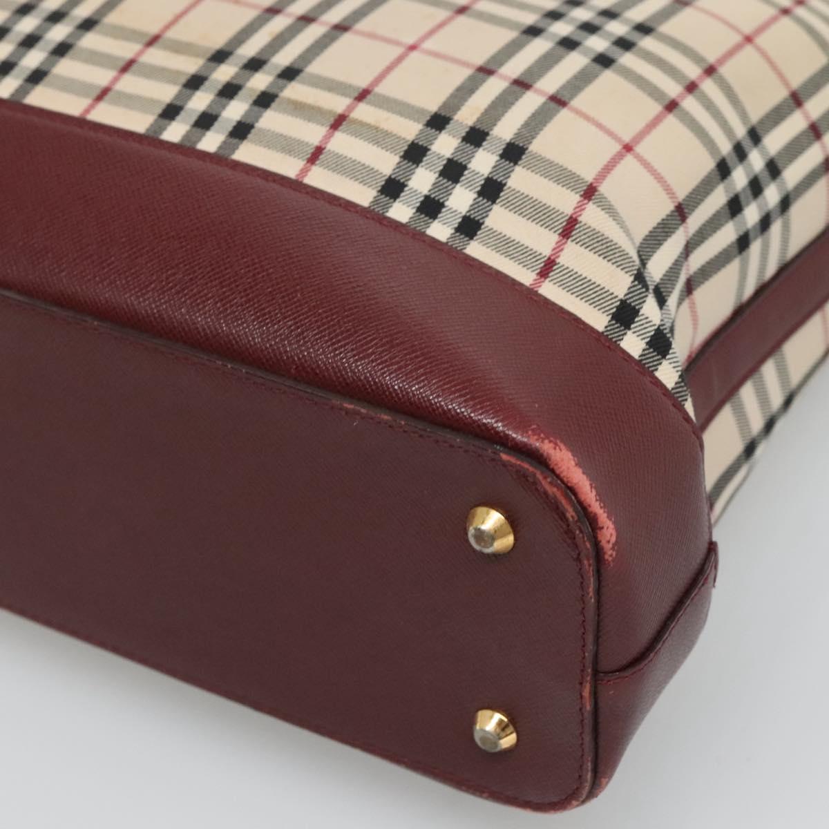 BURBERRY Nova Check Tote Bag Canvas Beige Gold Auth 120144