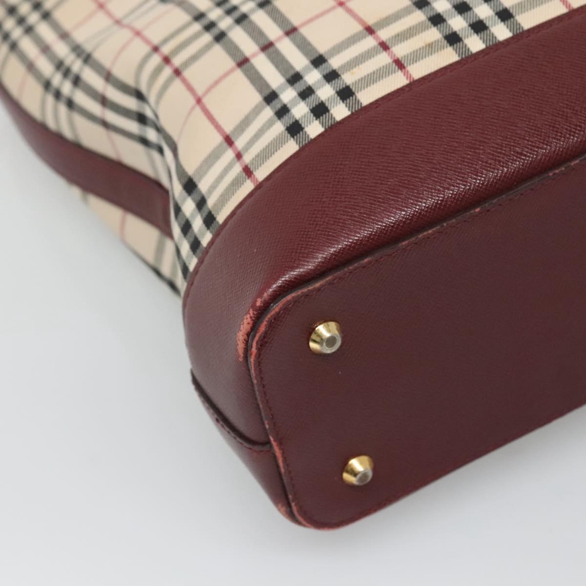 BURBERRY Nova Check Tote Bag Canvas Beige Gold Auth 120144