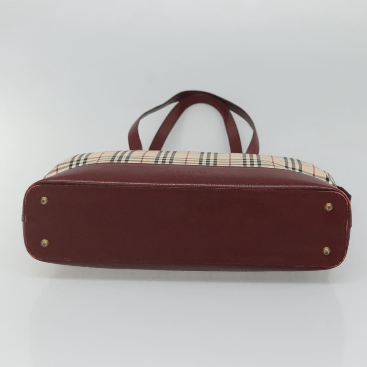 BURBERRY Nova Check Tote Bag Canvas Beige Gold Auth 120144