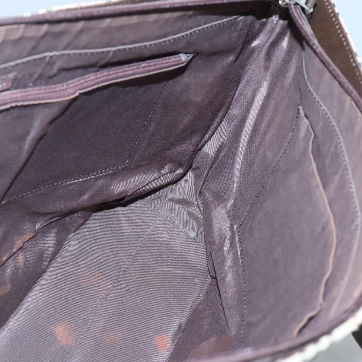 BURBERRY Nova Check Tote Bag Canvas Beige Silver Auth 120152