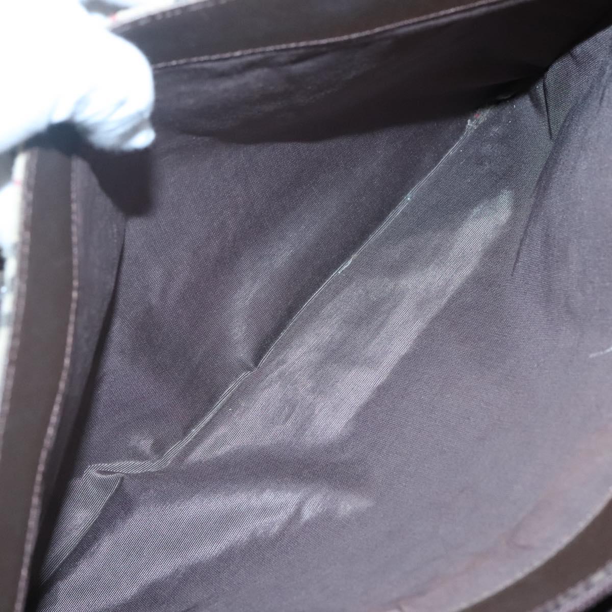 BURBERRY Nova Check Tote Bag Canvas Beige Silver Auth 120152