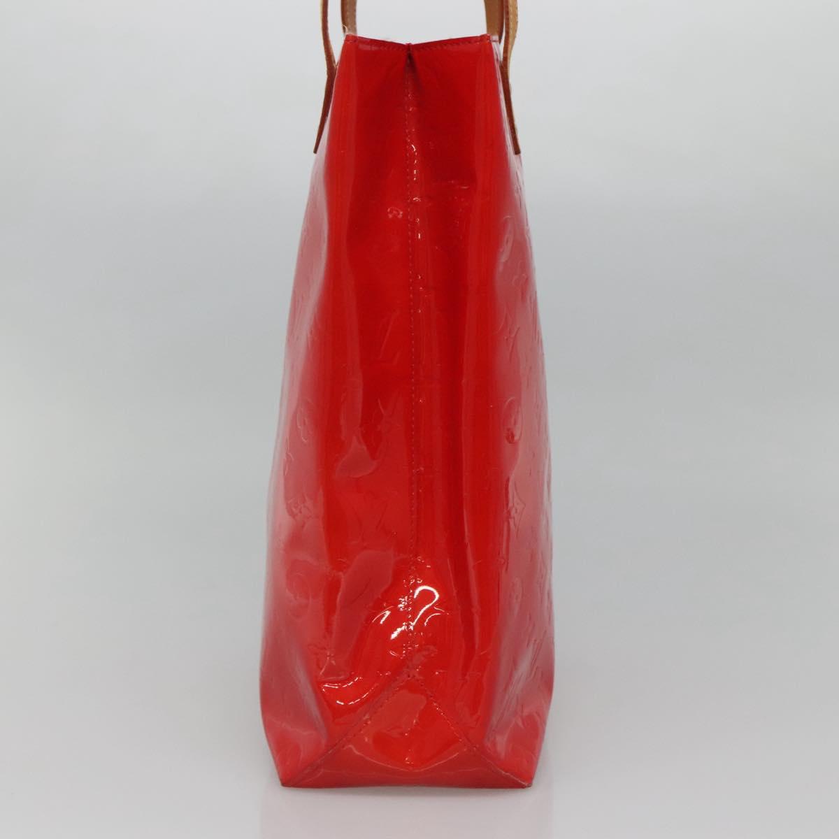 LOUIS VUITTON Monogram Vernis Reade MM Hand Bag Red Rouge M91086 LV Auth 120159