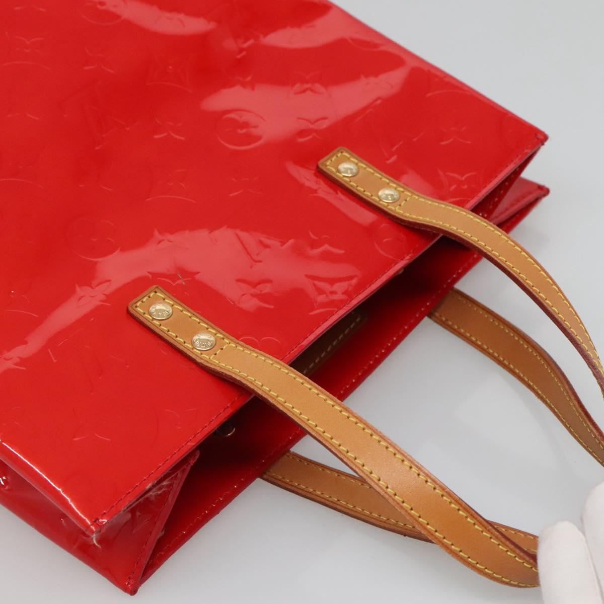 LOUIS VUITTON Monogram Vernis Reade MM Hand Bag Red Rouge M91086 LV Auth 120159