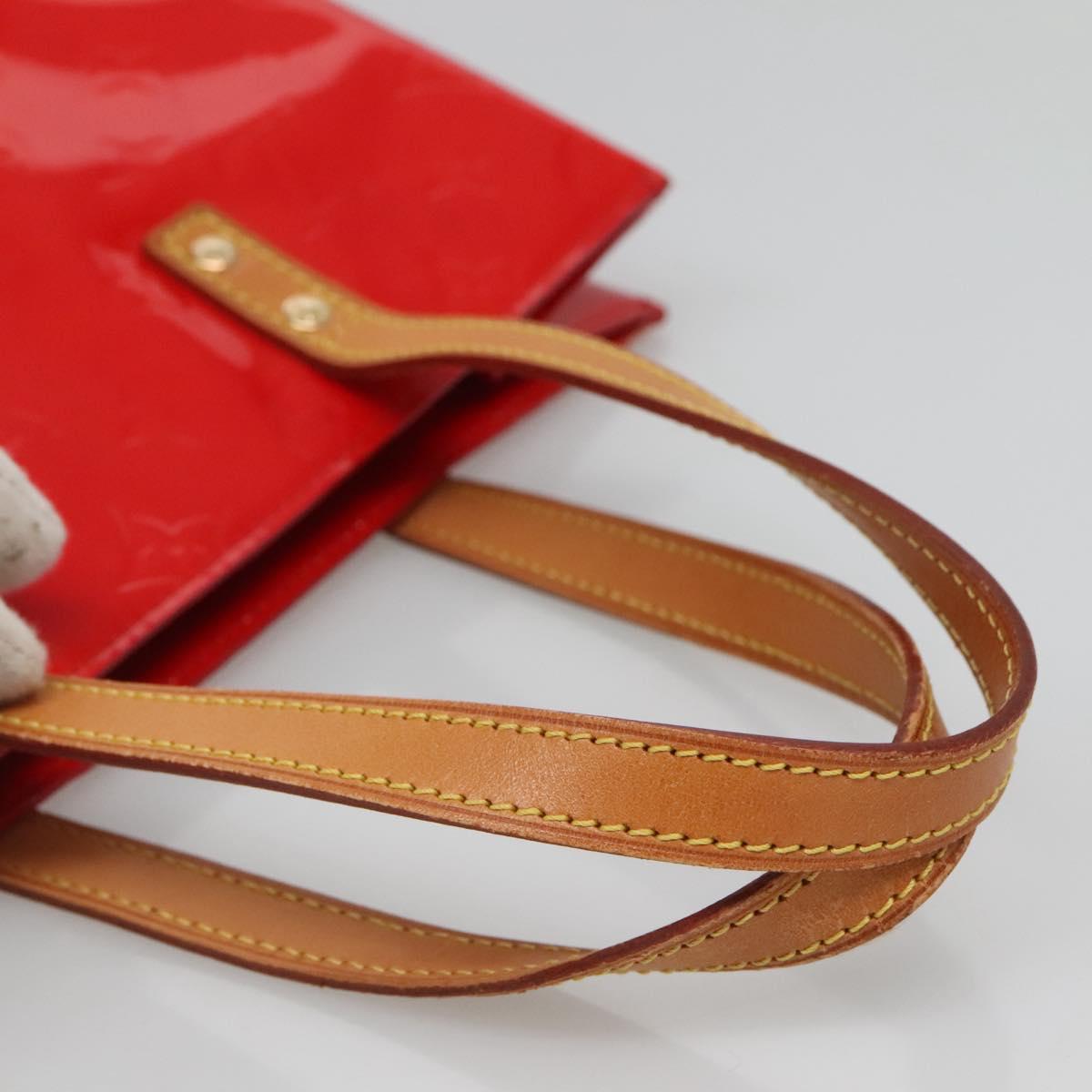 LOUIS VUITTON Monogram Vernis Reade MM Hand Bag Red Rouge M91086 LV Auth 120159