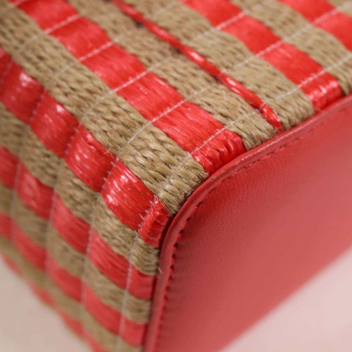 CHANEL Chain Shoulder Bag Straw Beige Gold CC Auth 120168AM