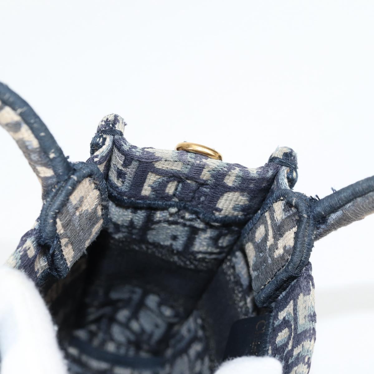 Christian Dior Trotter Canvas Vertical Book Tote Mini Bag Navy Auth 120170AM