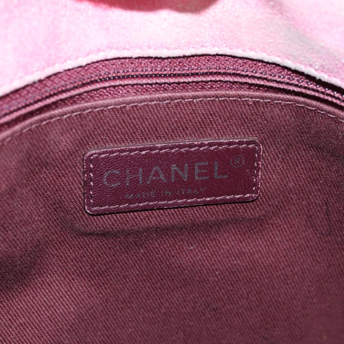 CHANEL Embroidery Shoulder Bag Suede Pink CC Auth 120175SAV