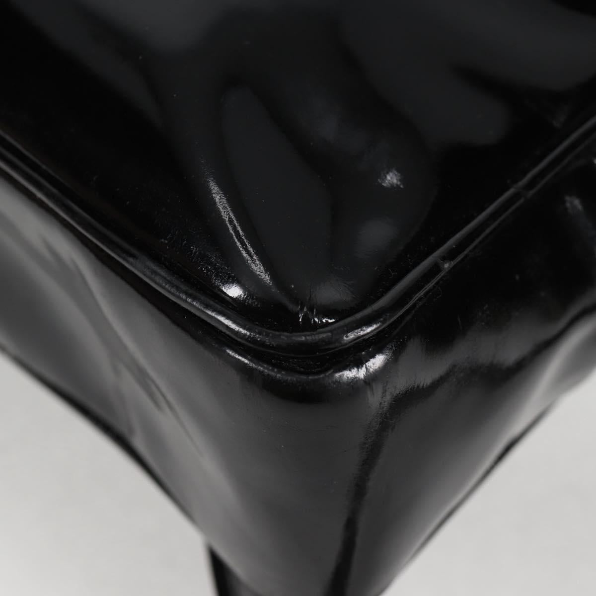 CHANEL Matelasse Tote Bag Patent leather Black Gold CC Auth 120184