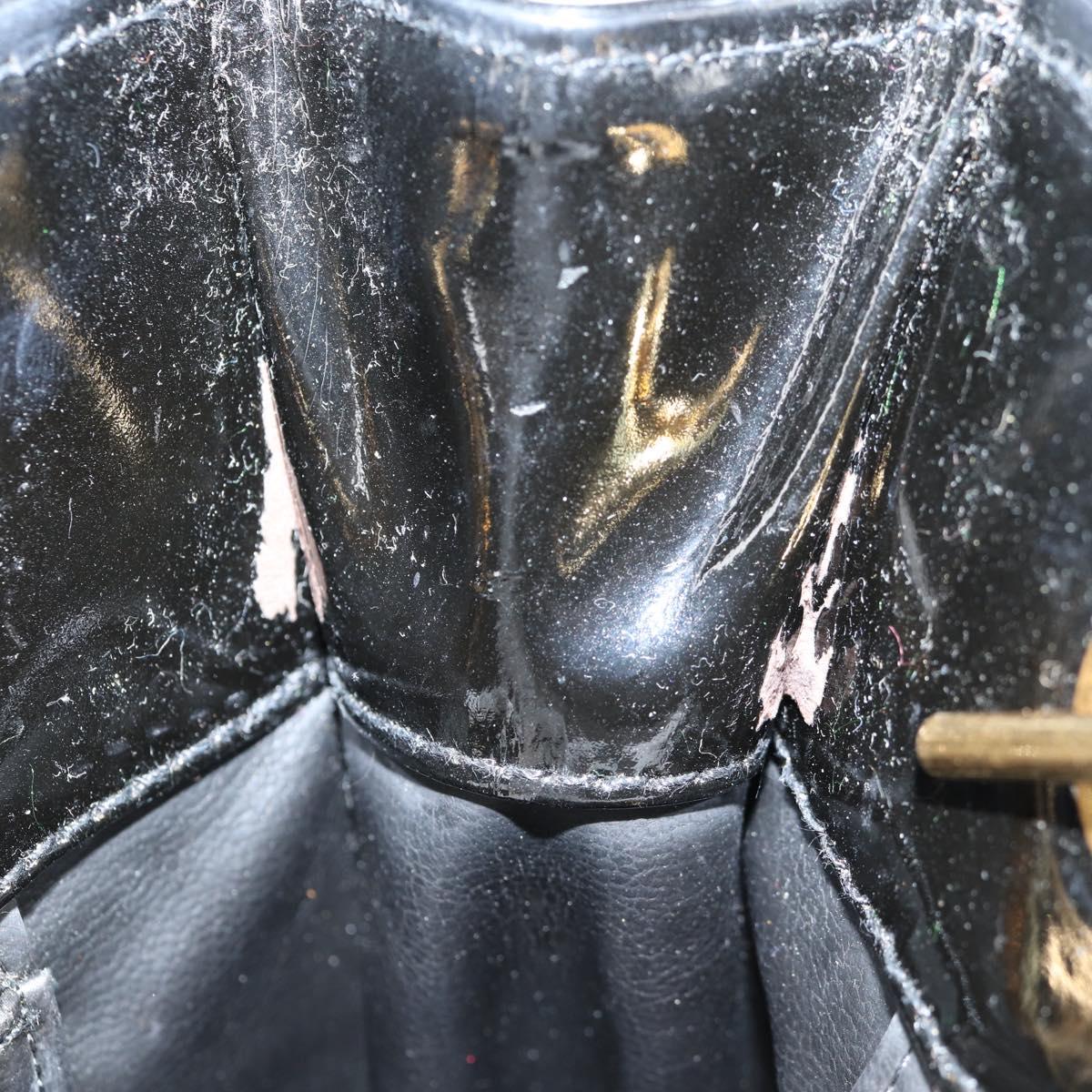 CHANEL Matelasse Tote Bag Patent leather Black Gold CC Auth 120184