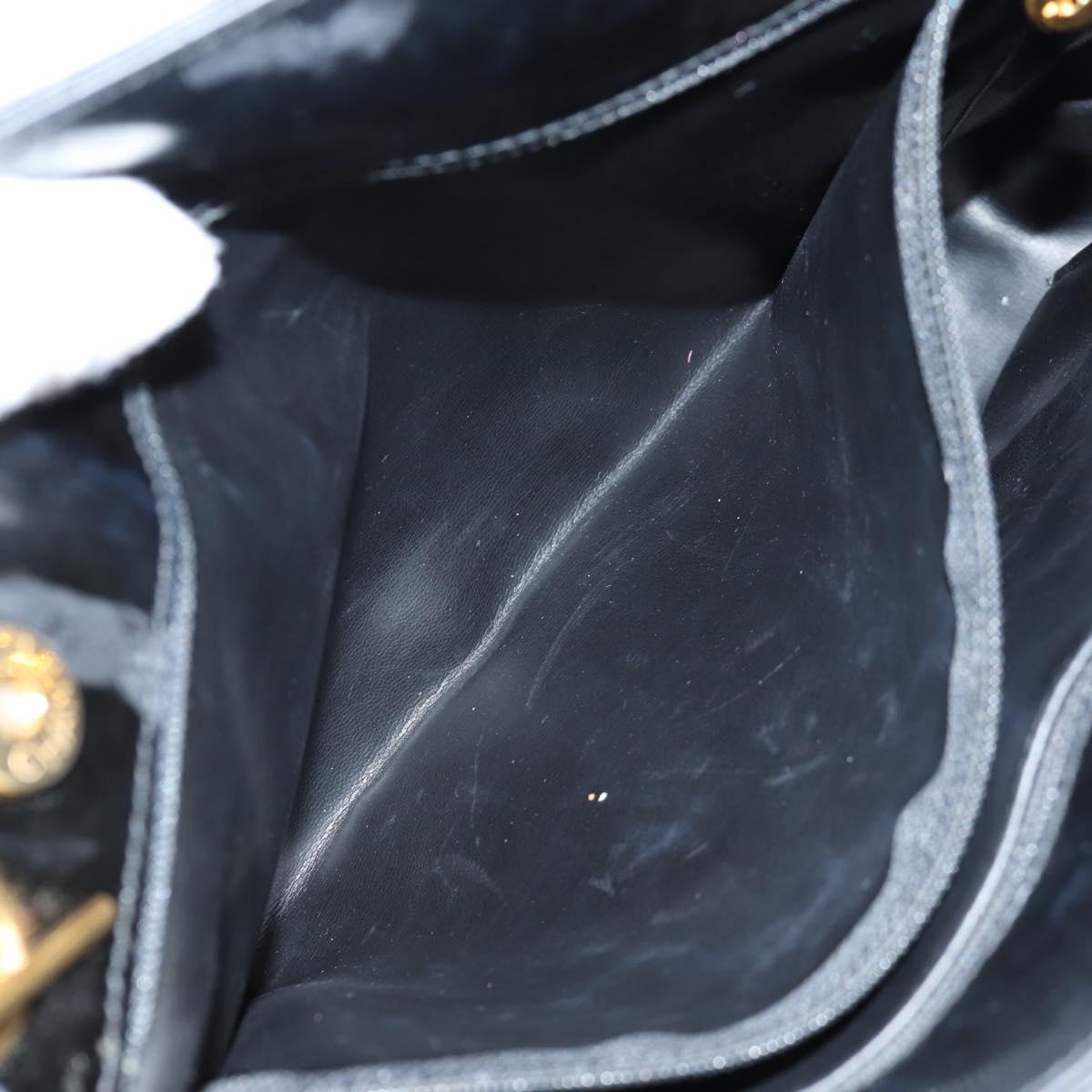 CHANEL Matelasse Tote Bag Patent leather Black Gold CC Auth 120184