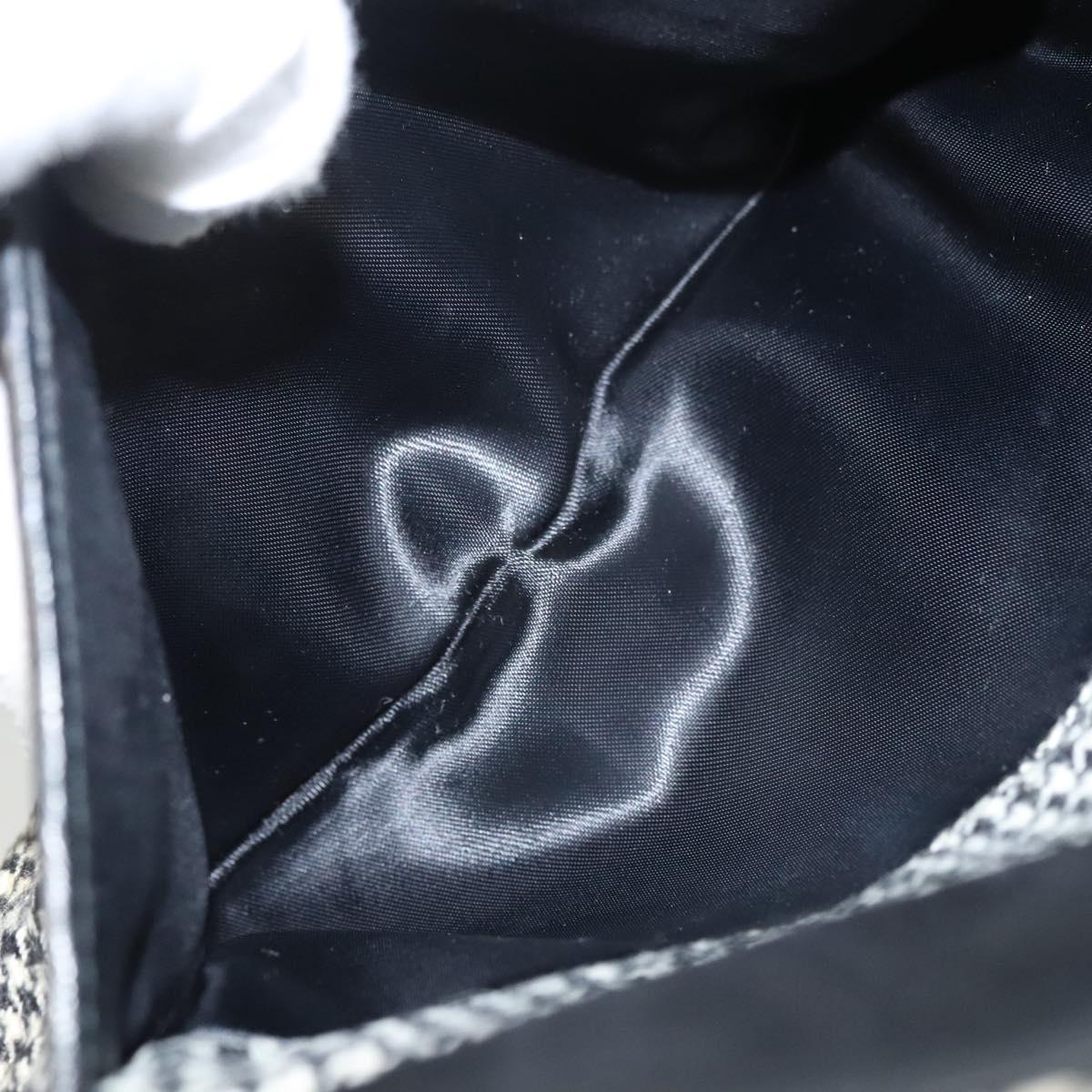 CHANEL Matelasse Chain Shoulder Bag Canvas White Black CC Auth 120186