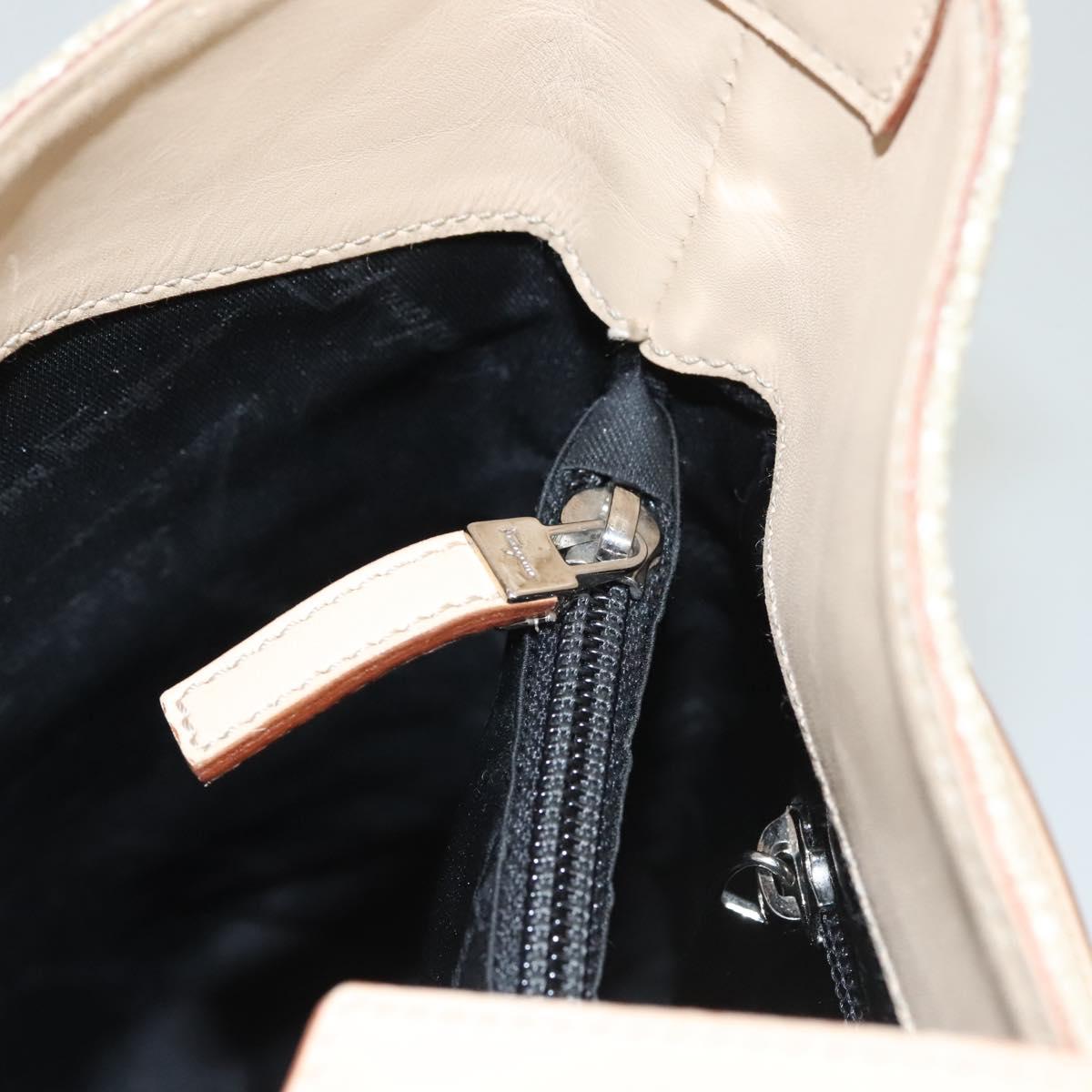 Salvatore Ferragamo Gancini Shoulder Bag Canvas Leather Beige Auth 120194