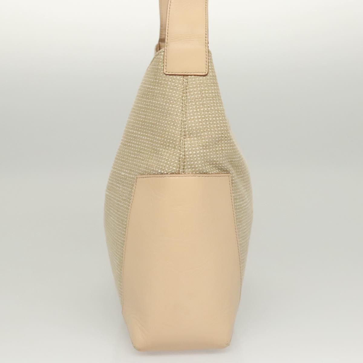 Salvatore Ferragamo Gancini Shoulder Bag Canvas Leather Beige Auth 120194