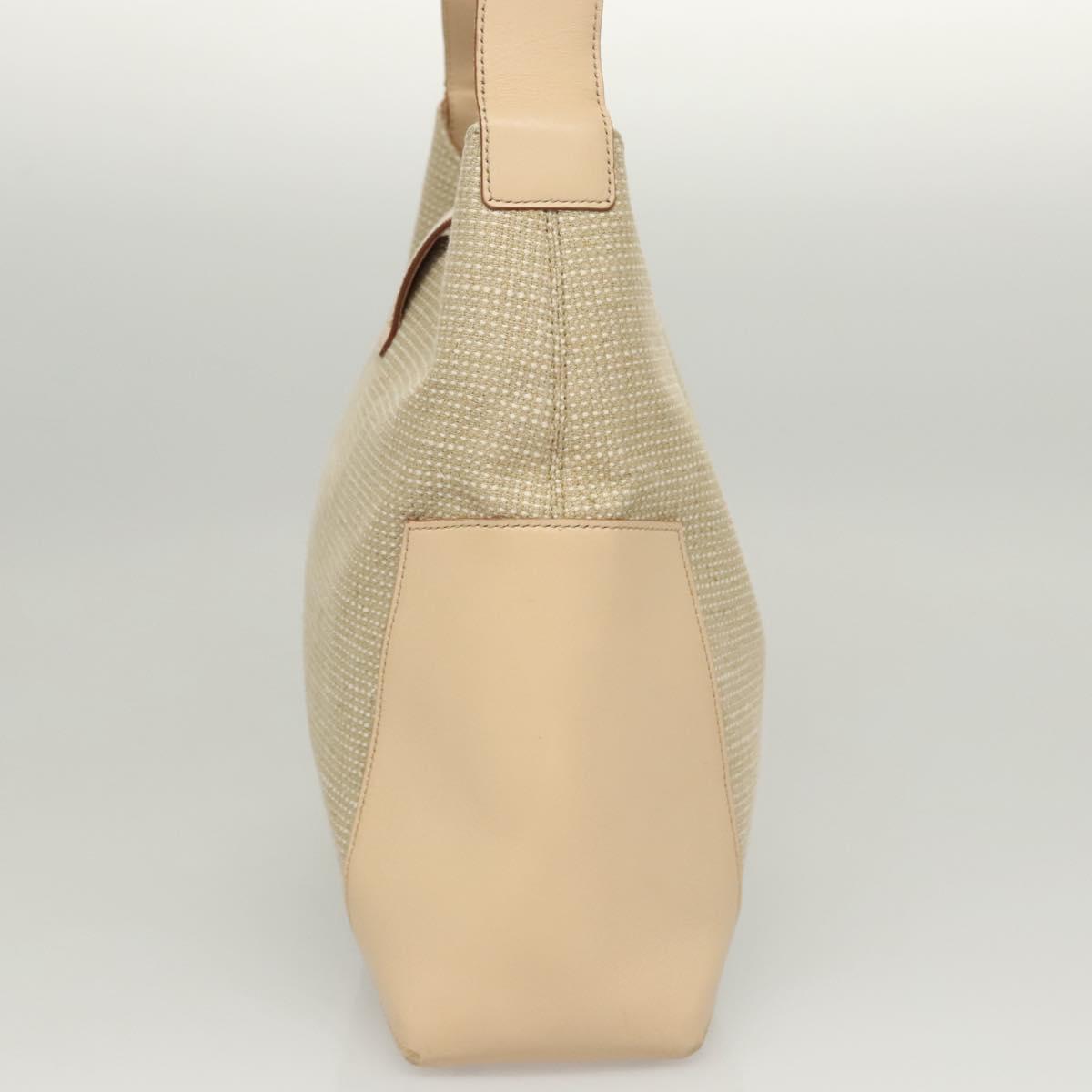 Salvatore Ferragamo Gancini Shoulder Bag Canvas Leather Beige Auth 120194