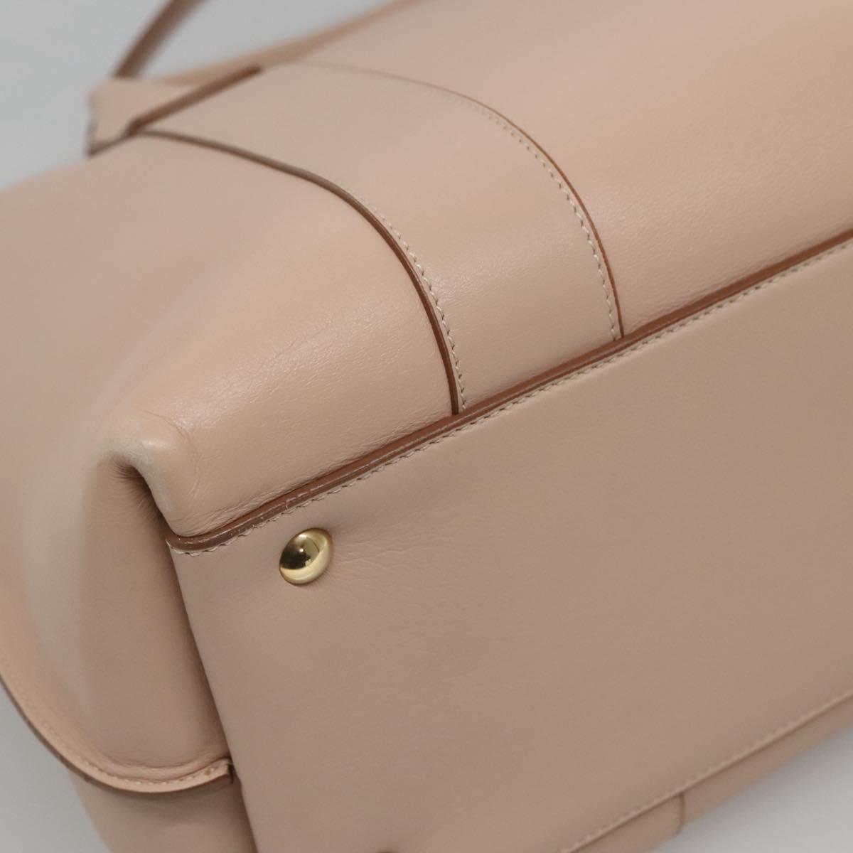 Salvatore Ferragamo Gancini Hand Bag Leather Beige Gold Auth 120197