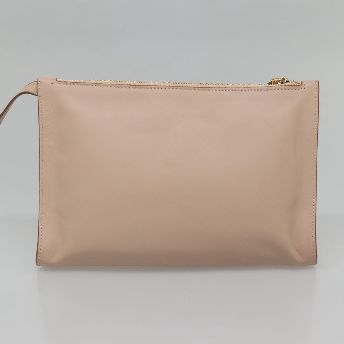 Salvatore Ferragamo Gancini Hand Bag Leather Beige Gold Auth 120197