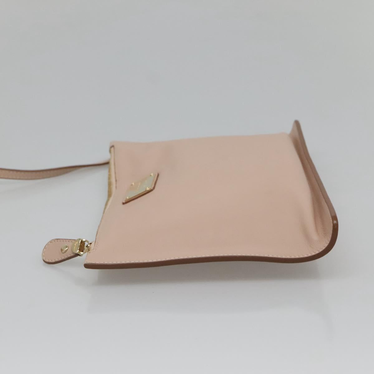 Salvatore Ferragamo Gancini Hand Bag Leather Beige Gold Auth 120197