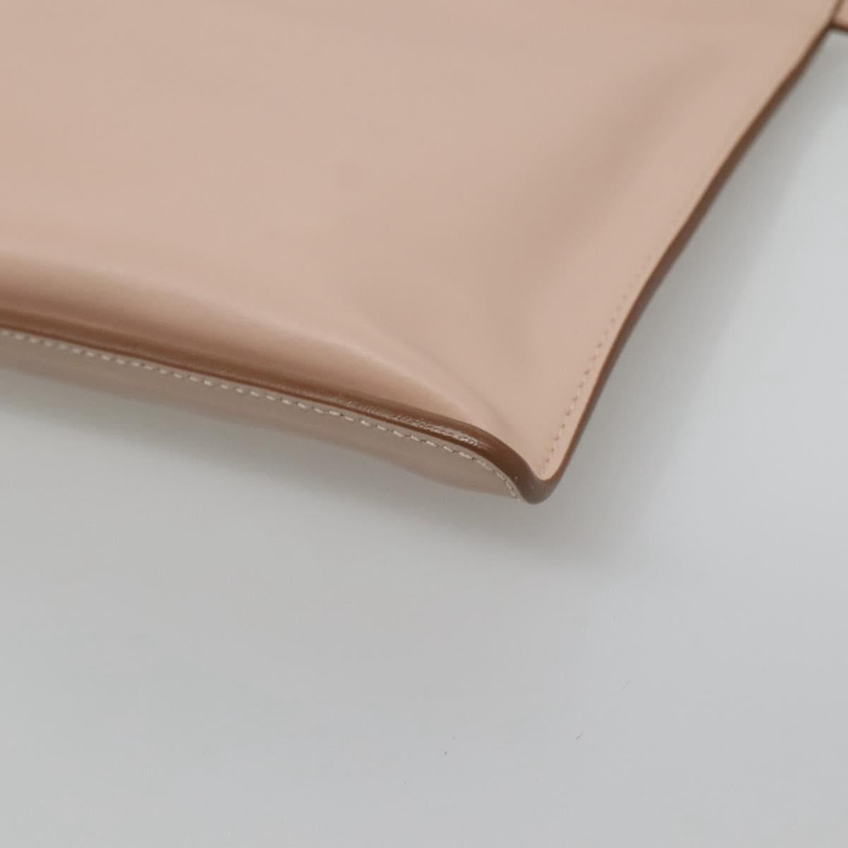 Salvatore Ferragamo Gancini Hand Bag Leather Beige Gold Auth 120197