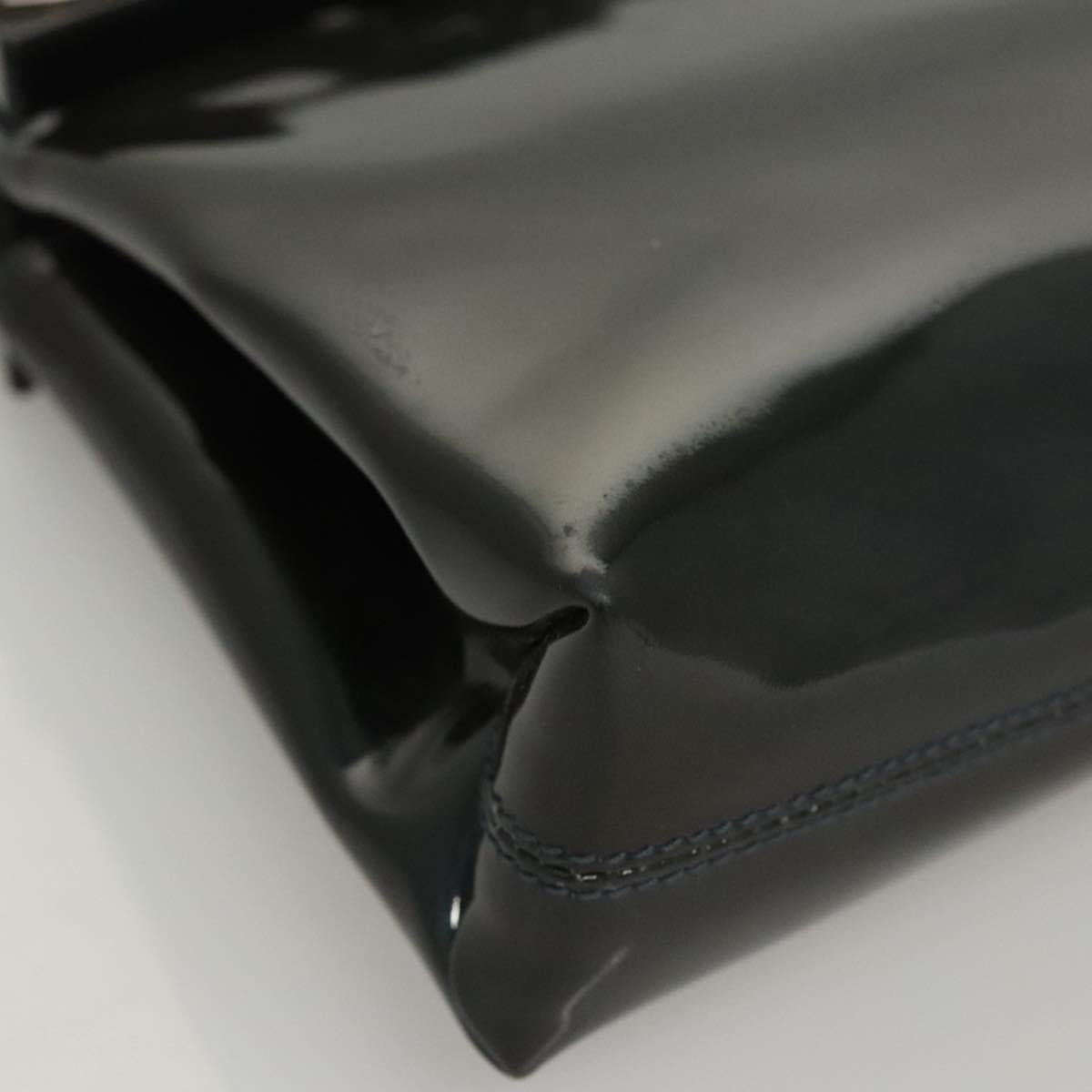Salvatore Ferragamo Gancini Hand Bag Patent leather 2way Black Auth 120199