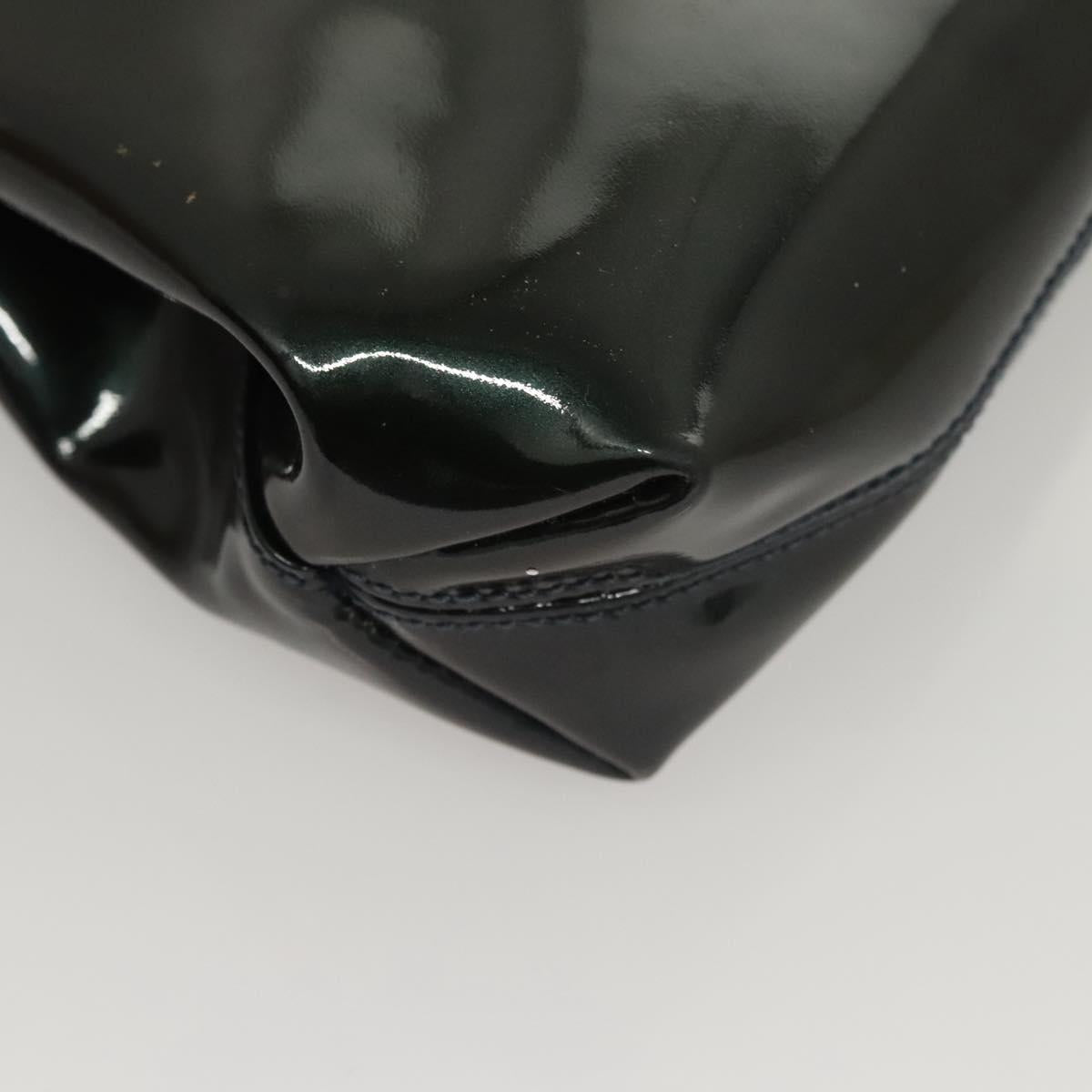 Salvatore Ferragamo Gancini Hand Bag Patent leather 2way Black Auth 120199