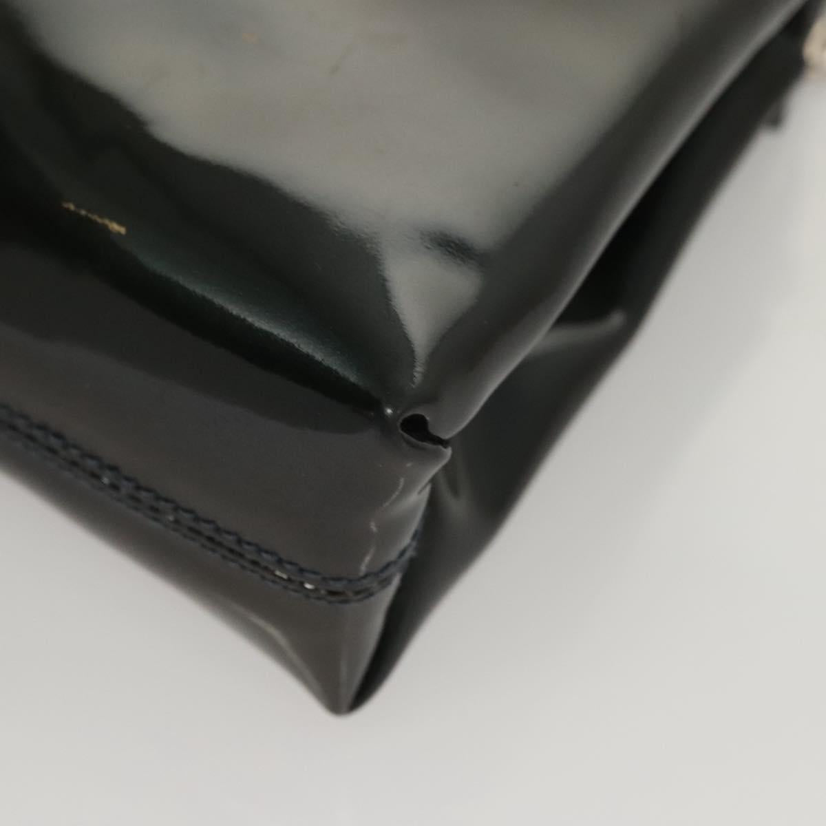 Salvatore Ferragamo Gancini Hand Bag Patent leather 2way Black Auth 120199