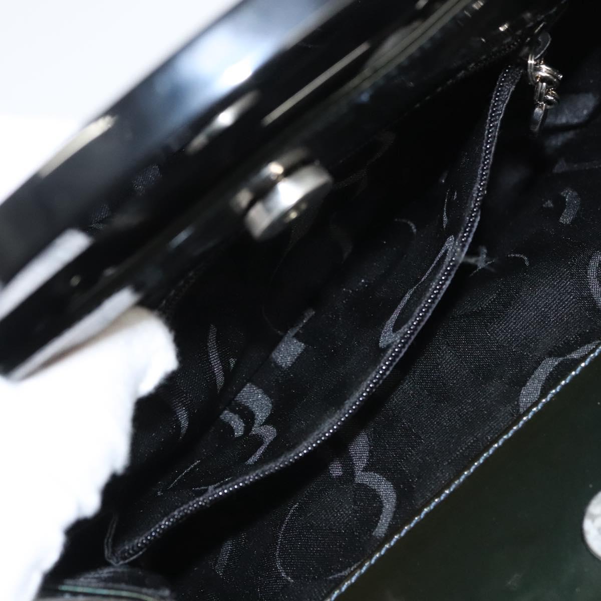Salvatore Ferragamo Gancini Hand Bag Patent leather 2way Black Auth 120199