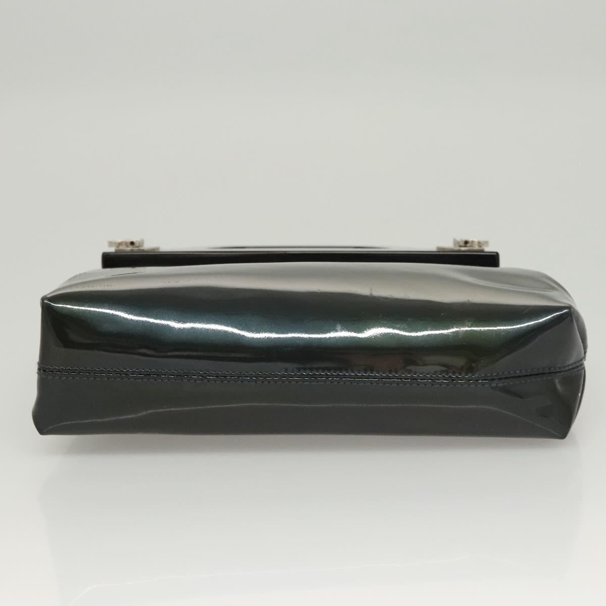 Salvatore Ferragamo Gancini Hand Bag Patent leather 2way Black Auth 120199