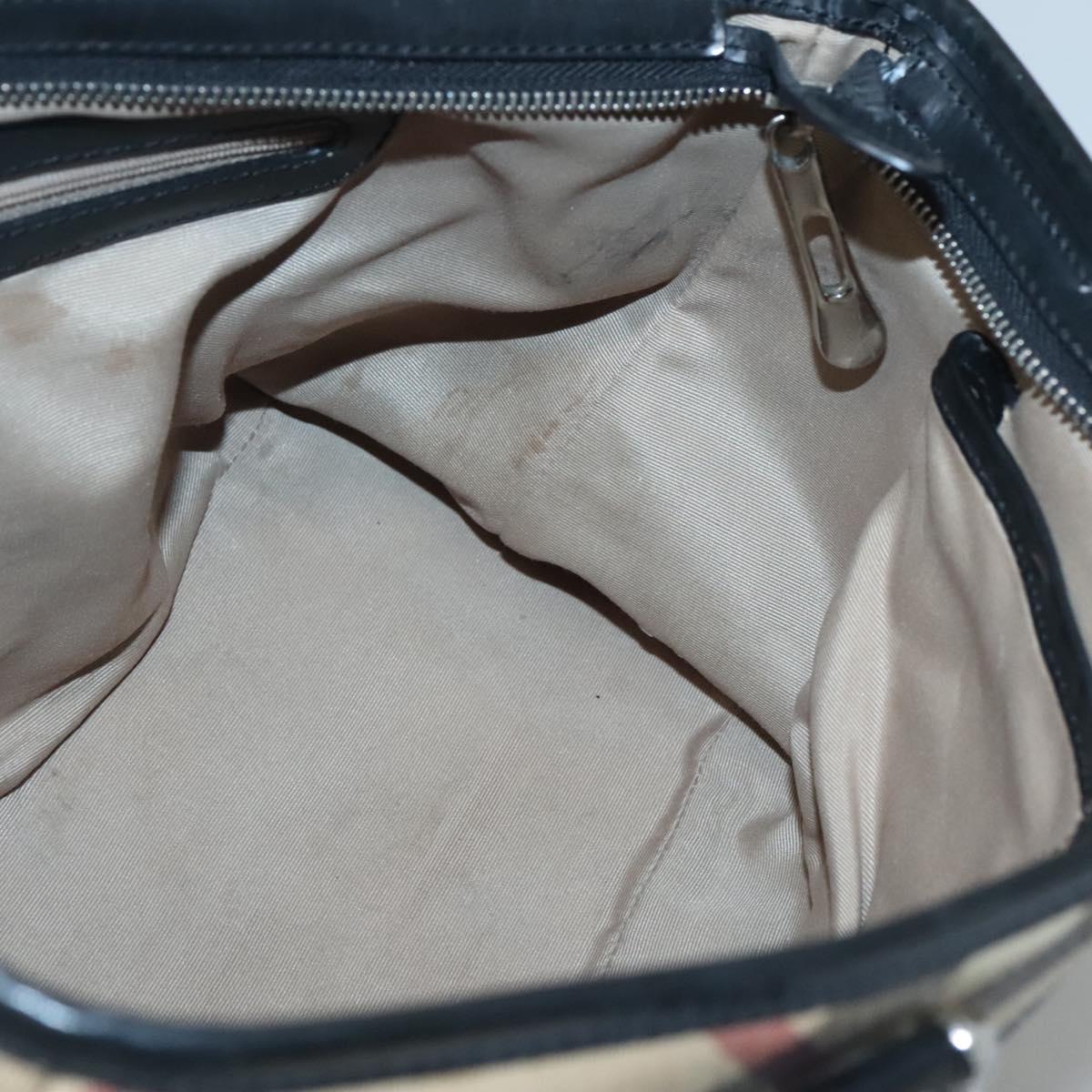 BURBERRY Nova Check Tote Bag PVC Beige Silver Auth 120217