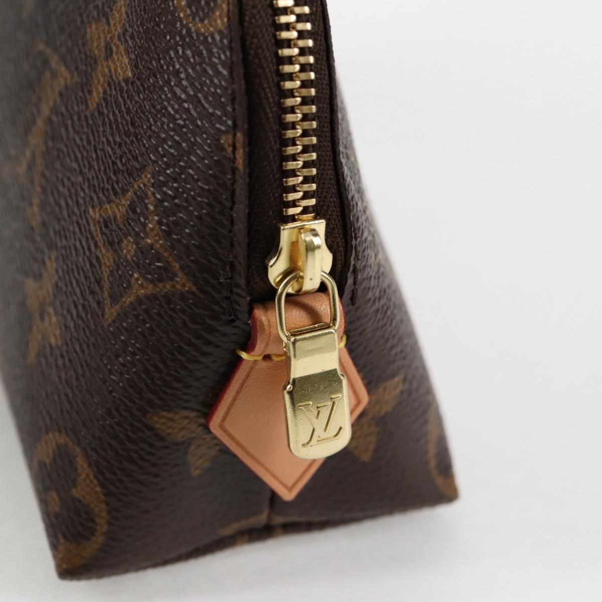 LOUIS VUITTON Monogram V Line Pochette Cosmetic PM Pouch Pink LV Auth 120232AM