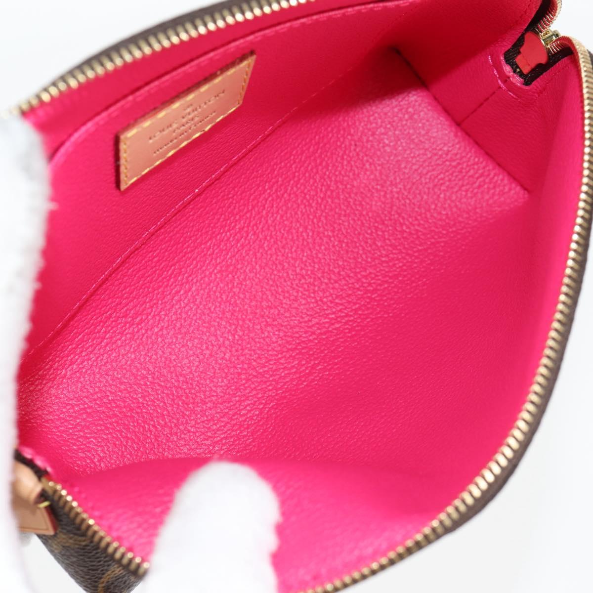 LOUIS VUITTON Monogram V Line Pochette Cosmetic PM Pouch Pink LV Auth 120232AM