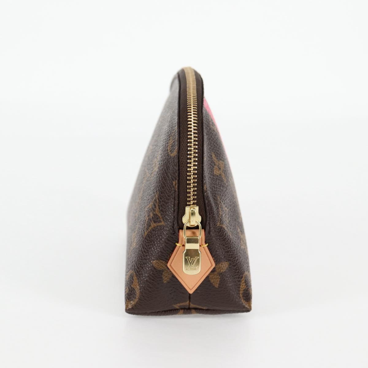 LOUIS VUITTON Monogram V Line Pochette Cosmetic PM Pouch Pink LV Auth 120232AM