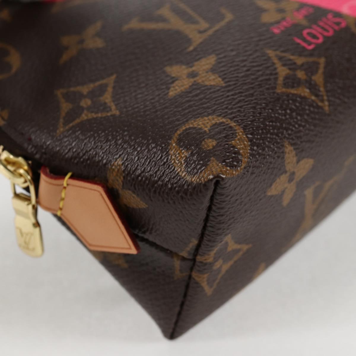 LOUIS VUITTON Monogram V Line Pochette Cosmetic PM Pouch Pink LV Auth 120232AM