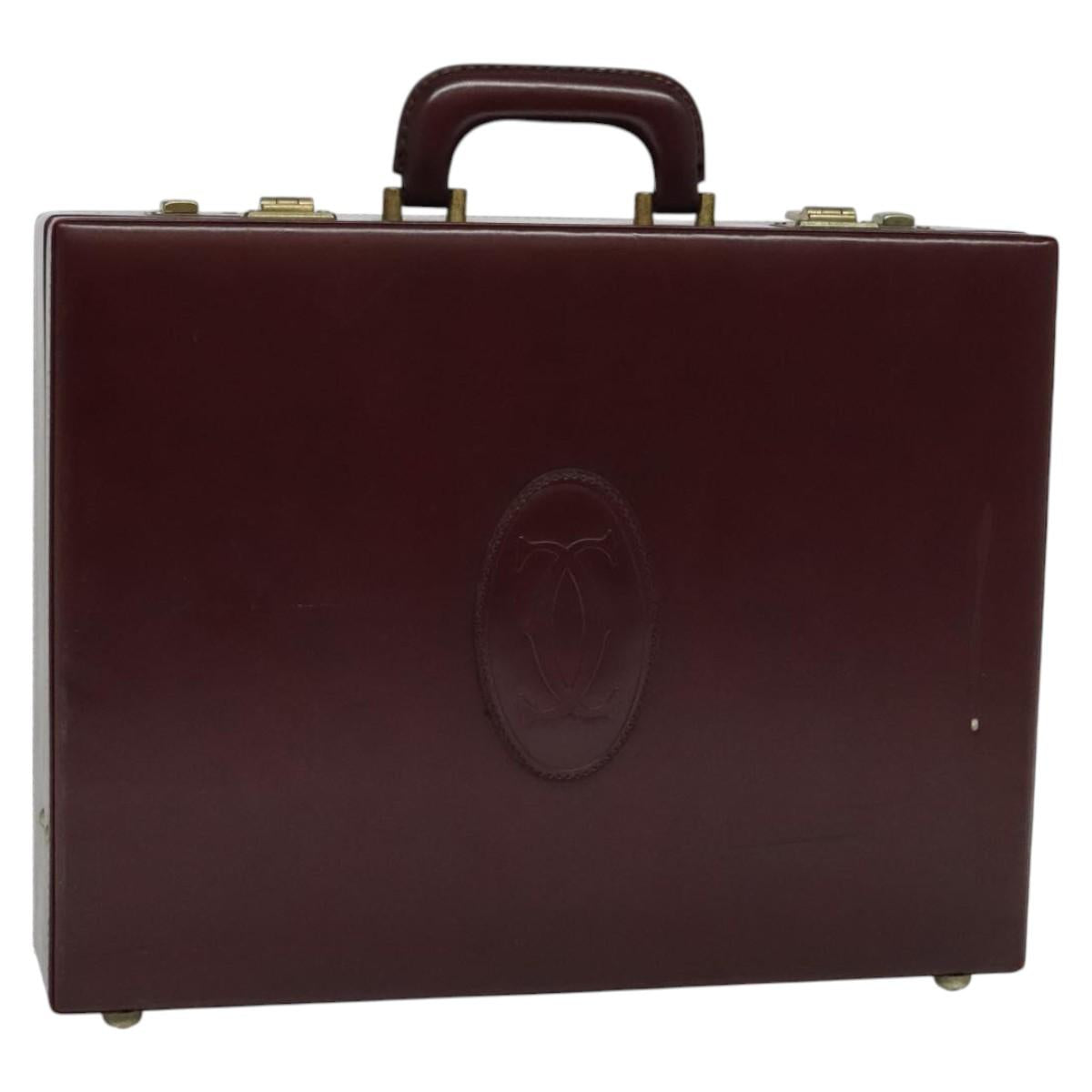 CARTIER Trunk Leather Red Gold Auth 120248