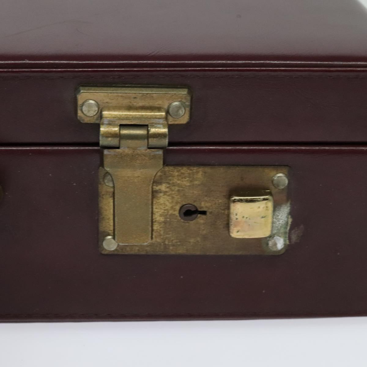 CARTIER Trunk Leather Red Gold Auth 120248