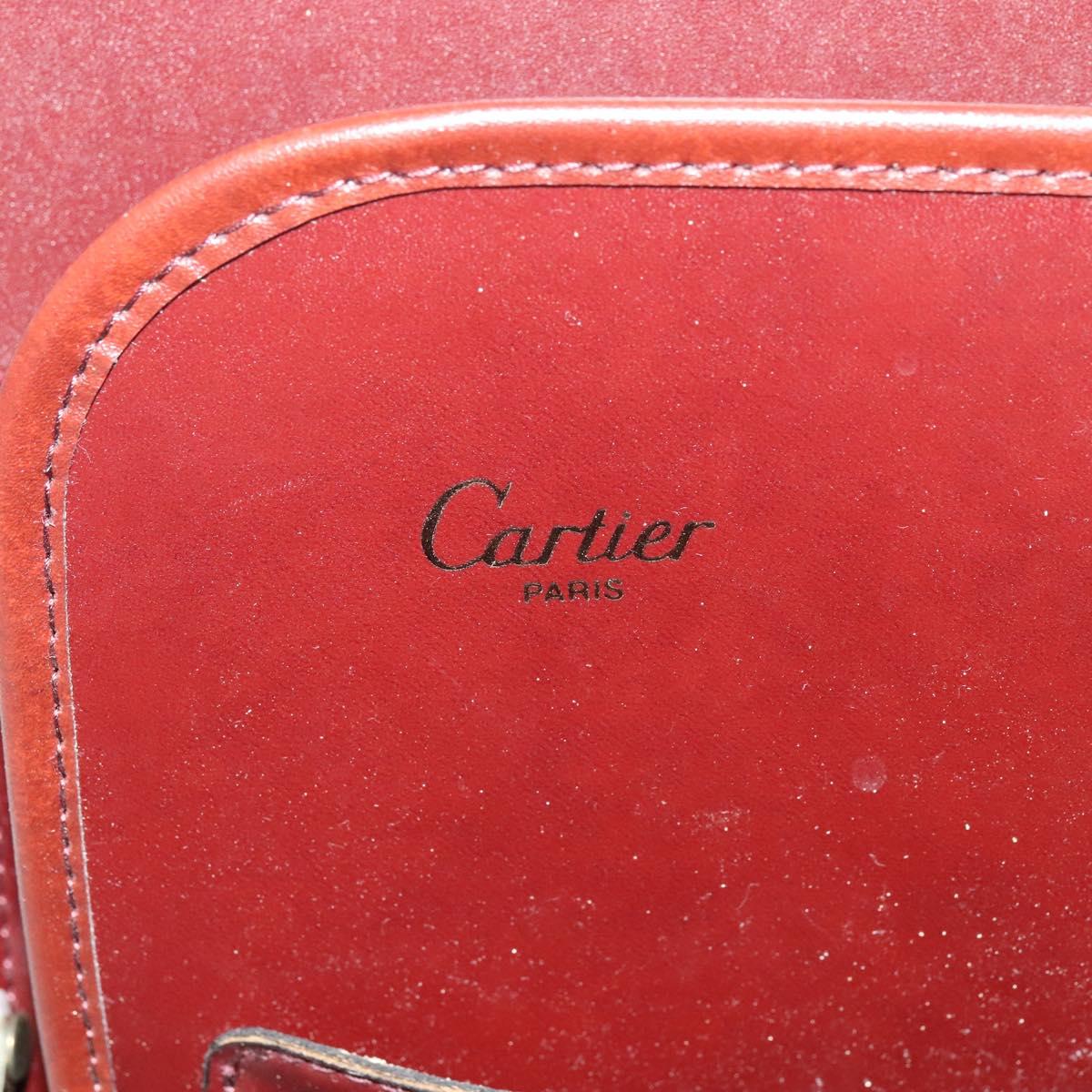 CARTIER Trunk Leather Red Gold Auth 120248