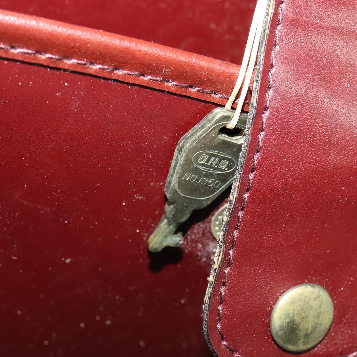 CARTIER Trunk Leather Red Gold Auth 120248