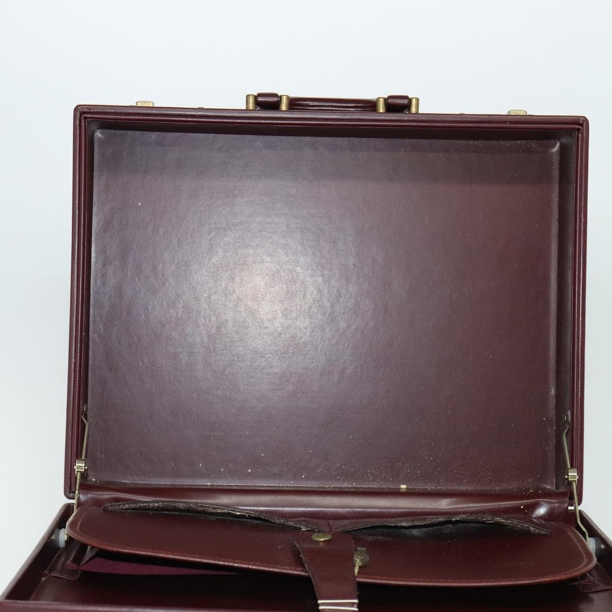 CARTIER Trunk Leather Red Gold Auth 120248